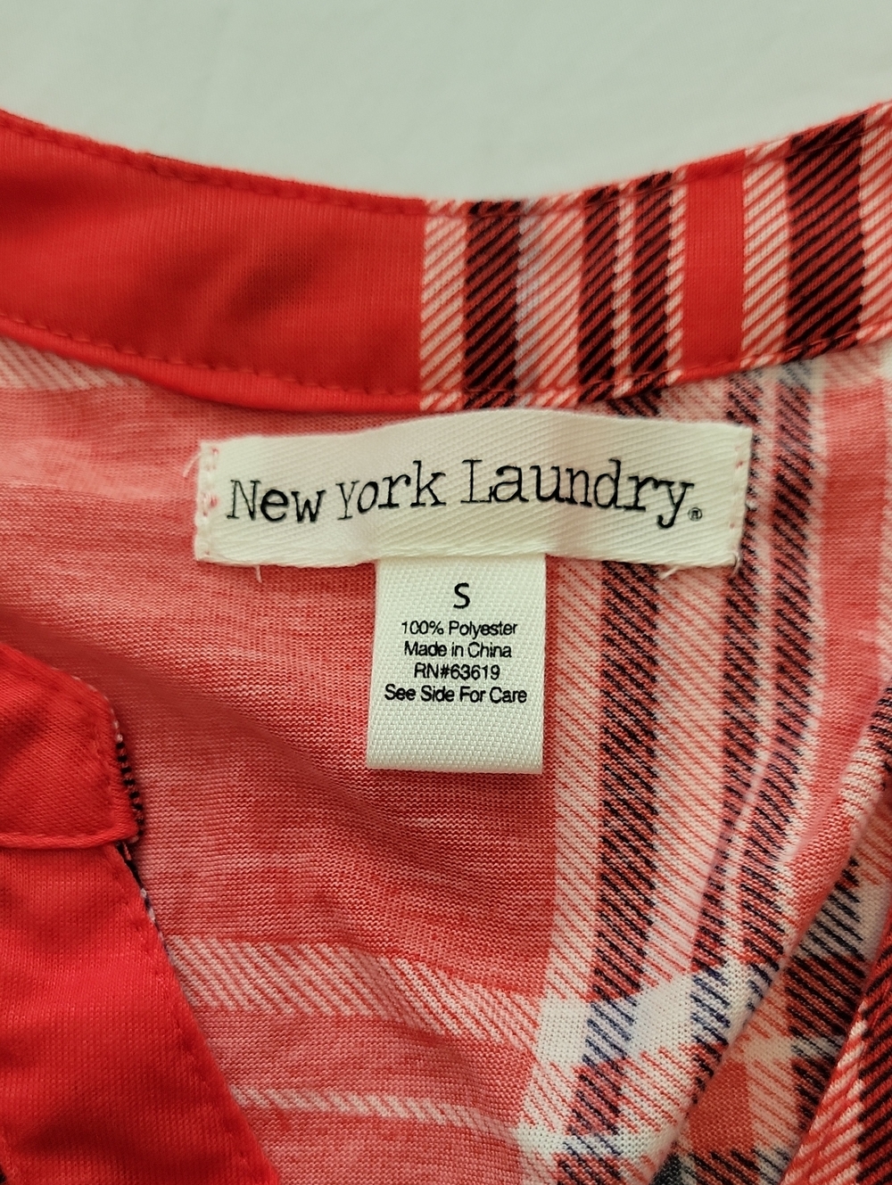 Red Plaid Sleeveless Top With Side Ruching - Picture 6 of 6